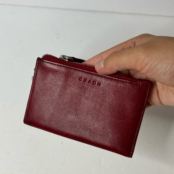 Coach Accessories - VTG Coach Leather Wallet Cardholder With Metal Zip Deep Red